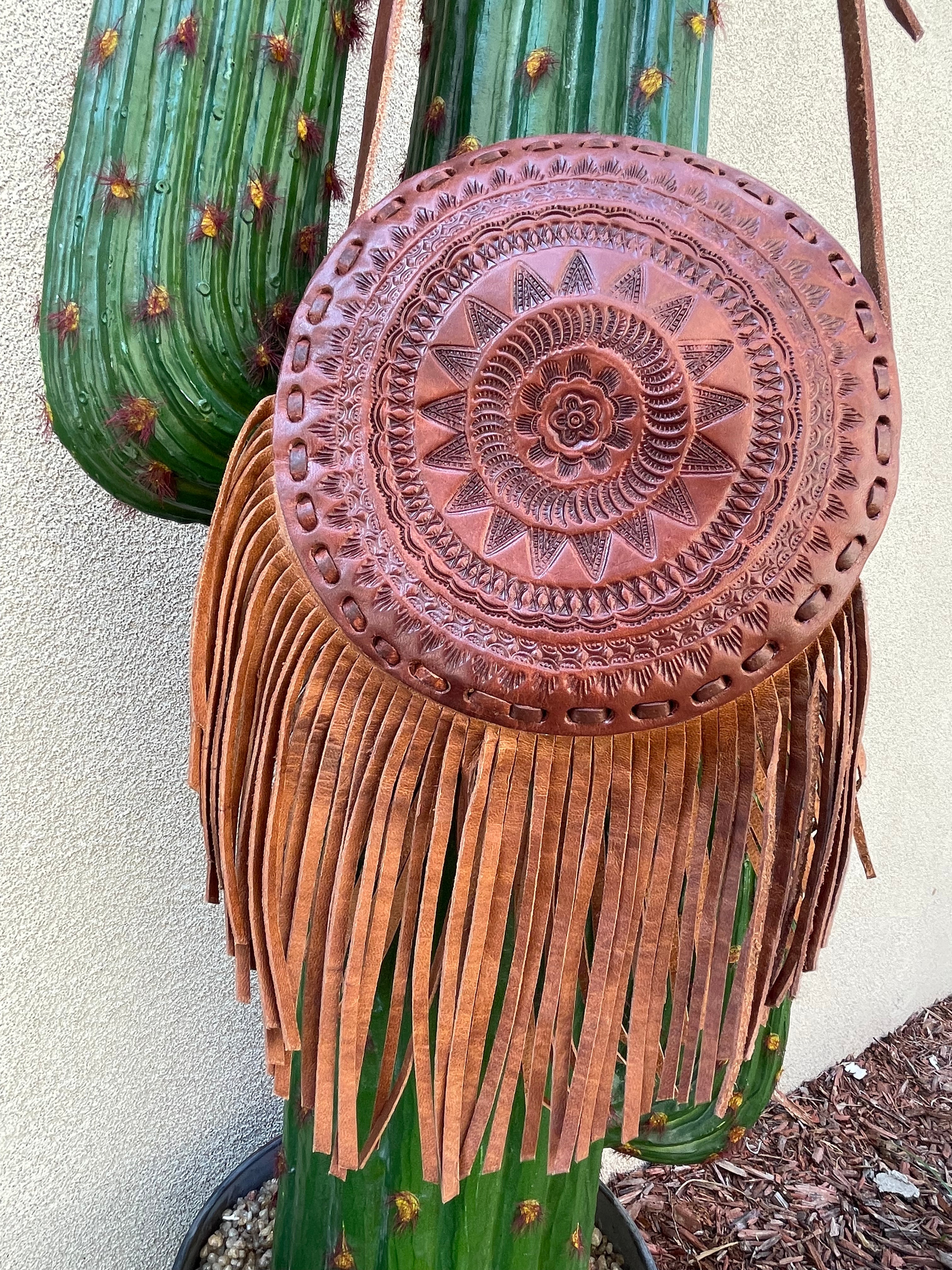 Large 9.5" Round Fringe Crossbody