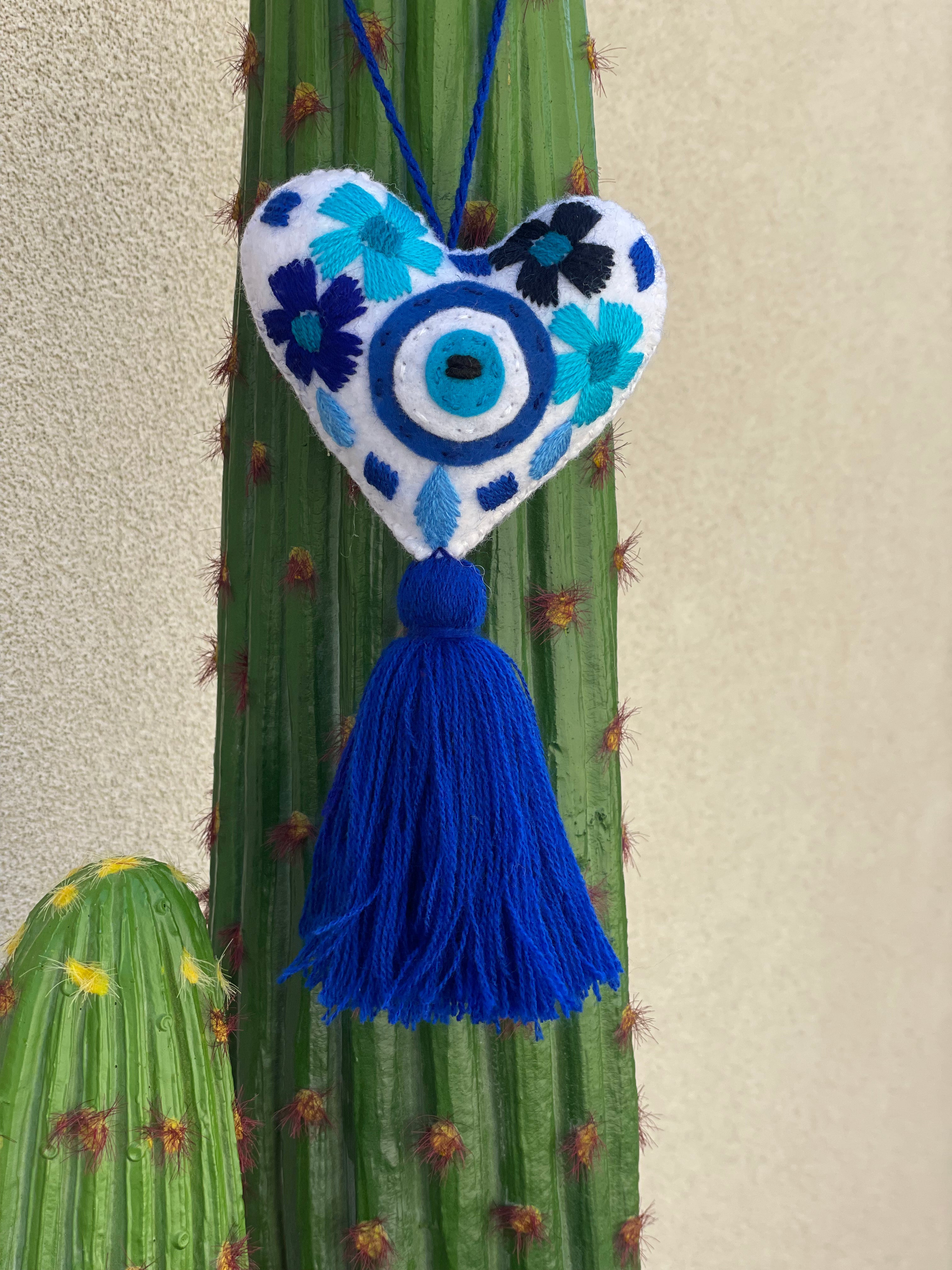 Evil Eye Heart Tassel