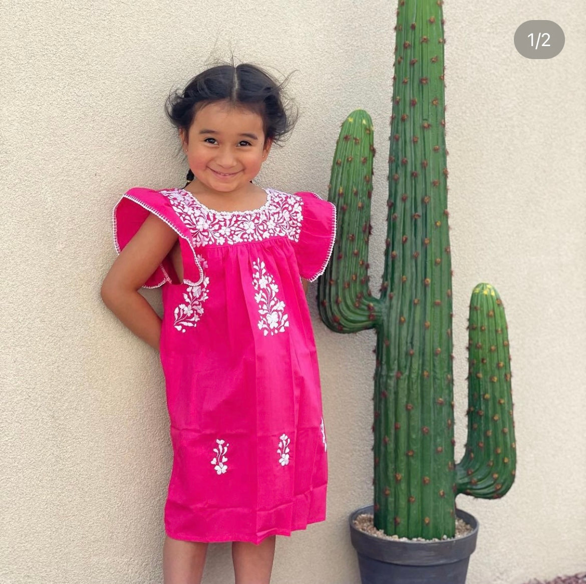 Hand Embroidered HOT PINK dress