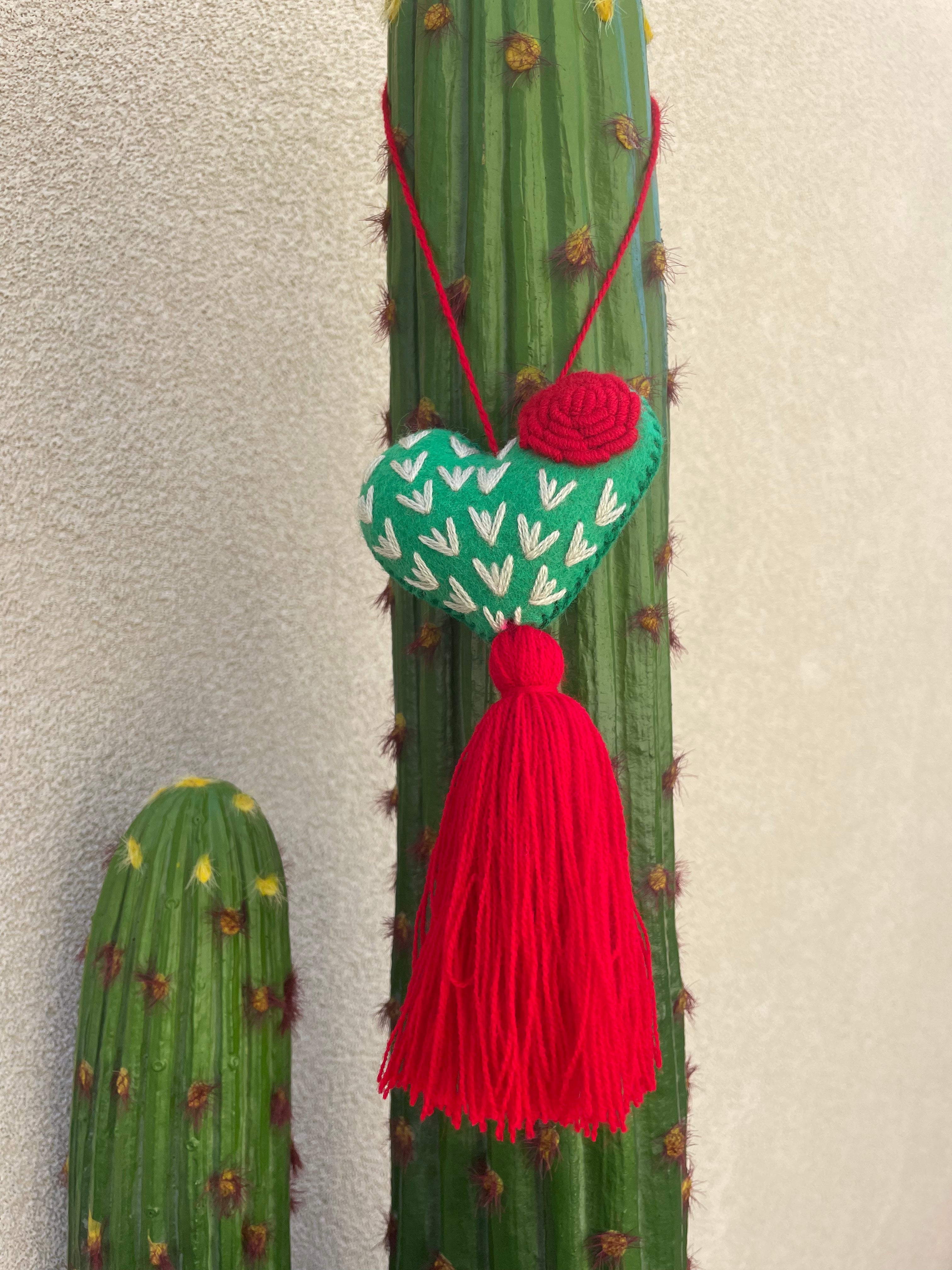 RED Heart Cactus Tassel