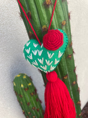 RED Heart Cactus Tassel